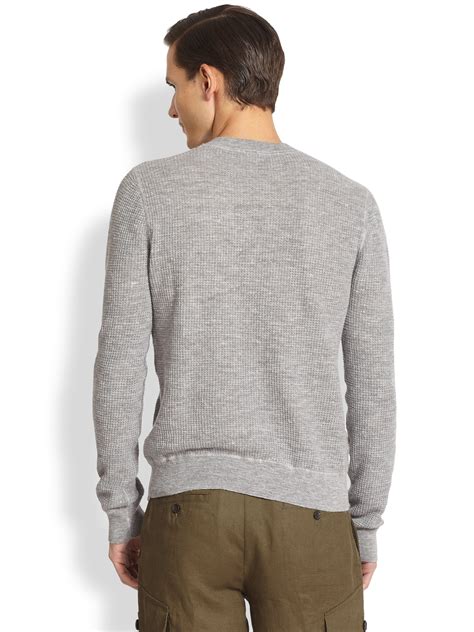 Michael Michael Kors Gray Striped Wool Blend Crewneck 